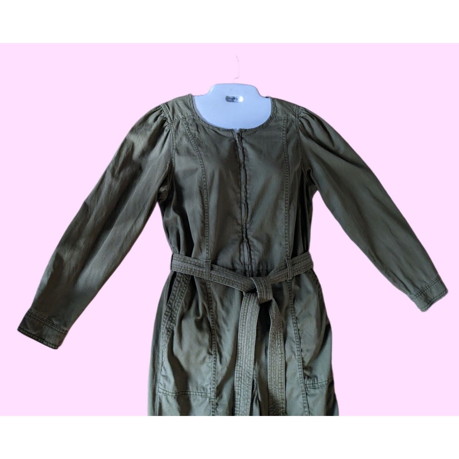Old Navy Old Navy Jumpsuit/ Coverall Women's Green Belted Canvas Med Size 30" / US 8 / IT 44 - 9 Thumbnail