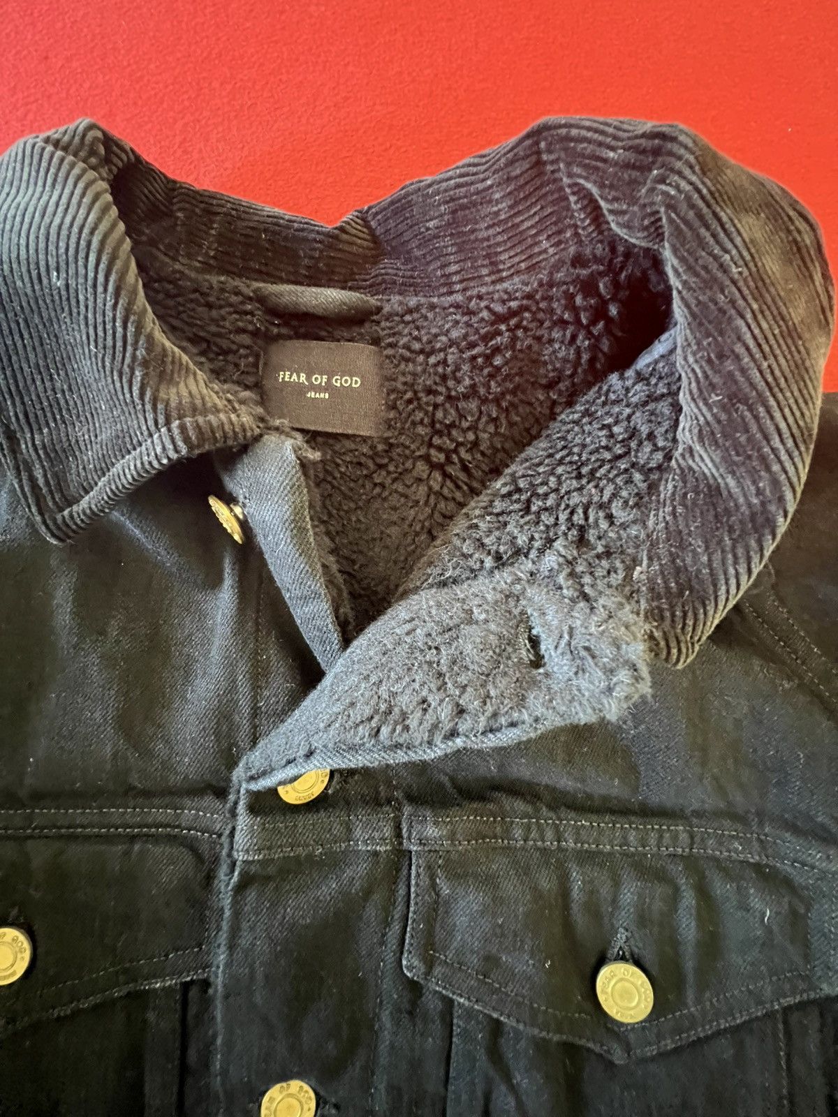 Fear of God Selvedge Denim Alpaca Trucker Jacket Size US L / EU 52-54 / 3 - 7 Thumbnail