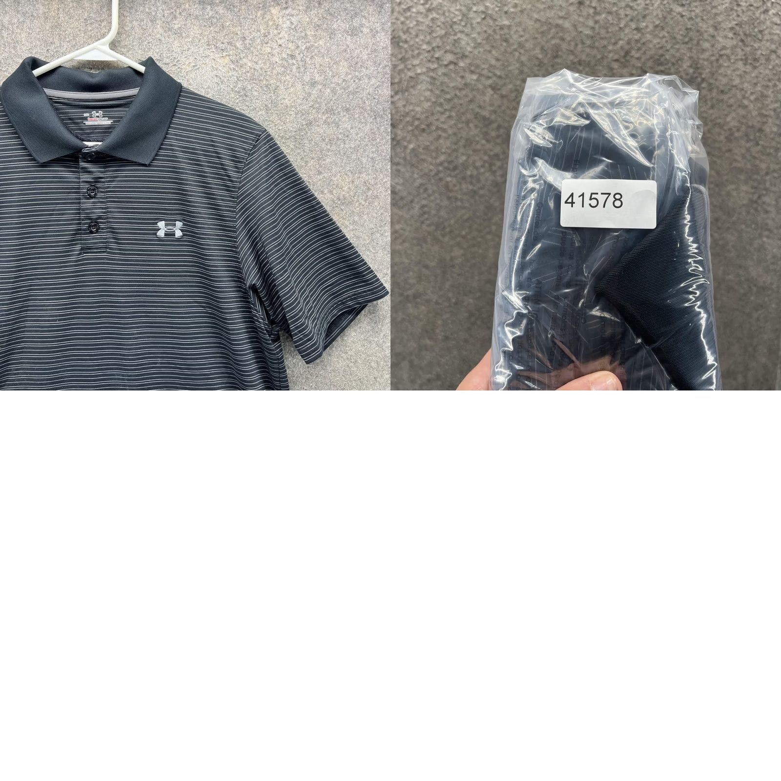 Under Armour Under Armour HeatGear Polo Shirt Mens M Black Stripe Golf Performance Shipped From Peru Size US M / EU 48-50 / 2 - 8 Thumbnail