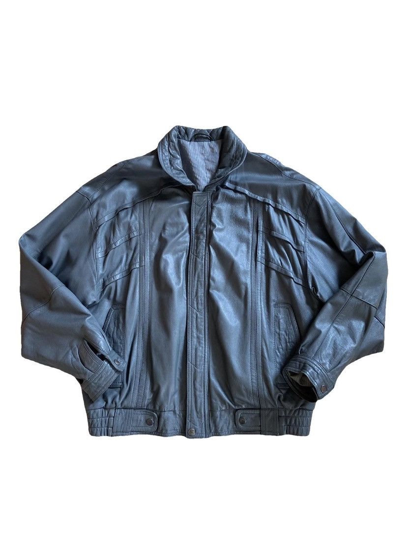 Japanese Brand Vintage Grey leather bomber Jacket Size US M / EU 48-50 / 2 - 4 Thumbnail