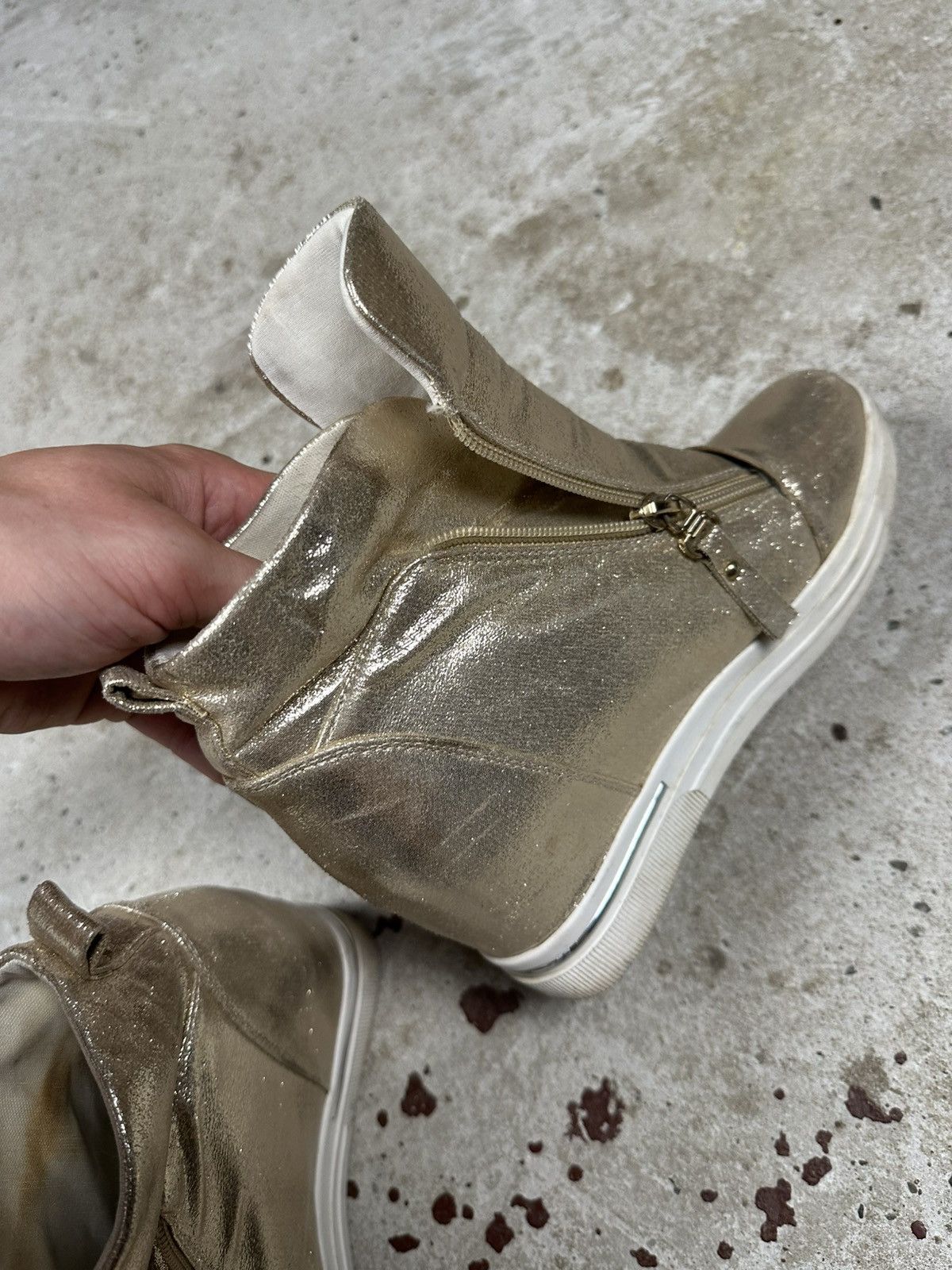 Vintage Vintage Y2K High Top Sneakers Gold Japanese Isabel Size US 5 / IT 35 - 12 Thumbnail