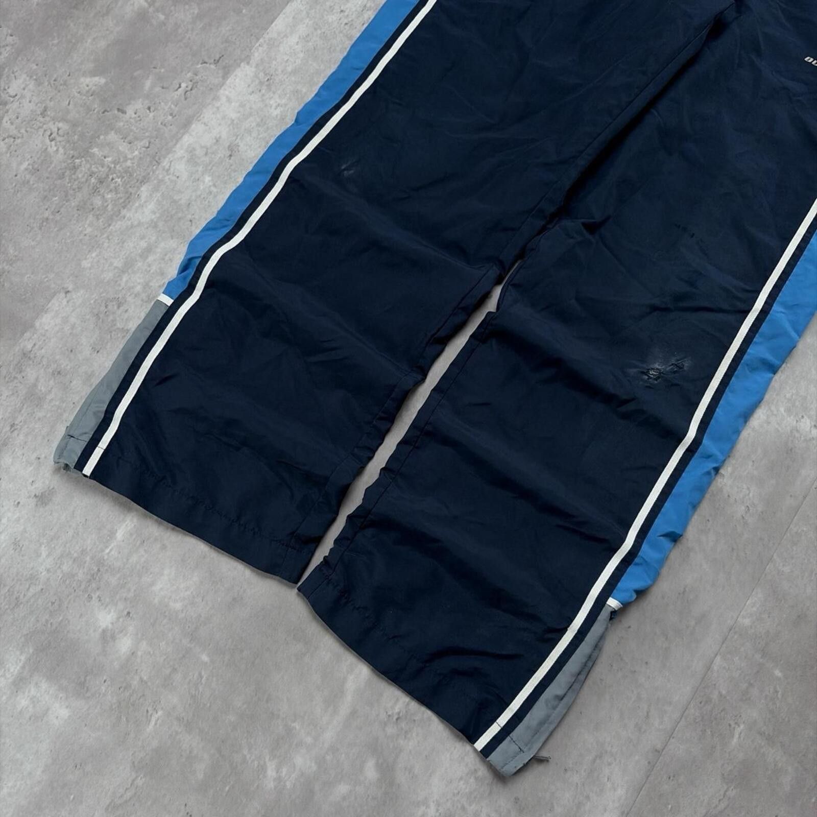 Old Navy Y2K Navy Old Navy Grunge Striped Distressed Baggy Trackpants Size 32" / US 10 / IT 46 - 4 Thumbnail