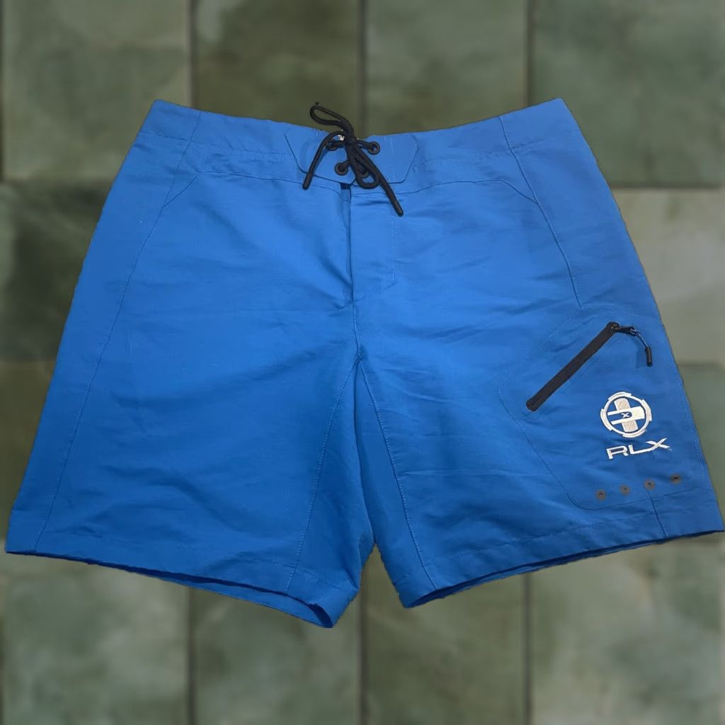 RLX Ralph Lauren RLX Ralph Lauren Board Shorts Mens 36 9" Inseam Blue Polyester Board Shorts Mens Blue 9" Inseam Pockets Drawstring Hook & Loop Fly Size US 36 / EU 52 - 1 Thumbnail