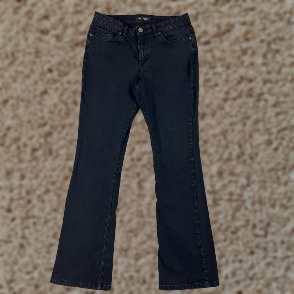 Lee Lee Jeans Women Bootcut 10 Black Denim Regular Cotton 30x30 Distressed Zip 5-Pocket Southwestern Cowboy Designer Lee Size 32" / US 10 / IT 46 - 1 Thumbnail