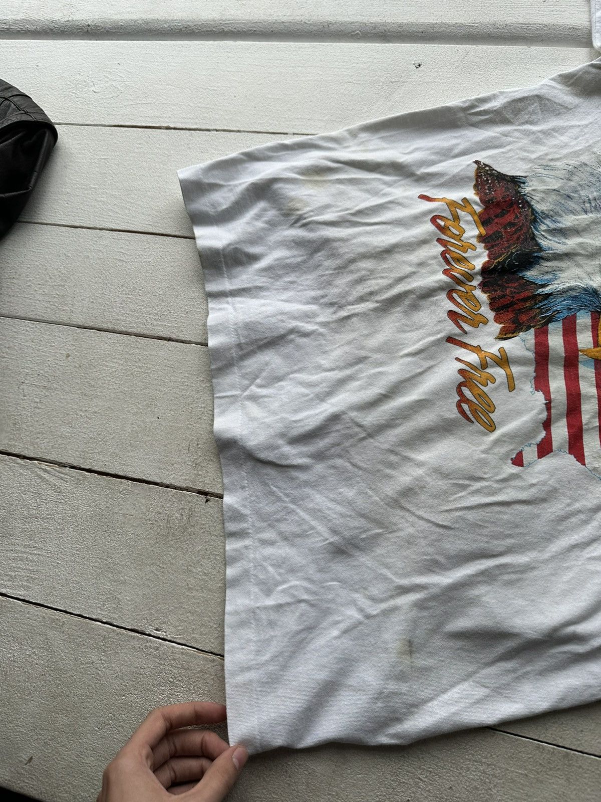 Anvil AIR WAWES🚨USA 1990 BIG LOGO EAGLE FOREVER FREE SINGLE STITCH Size US L / EU 52-54 / 3 - 8 Thumbnail