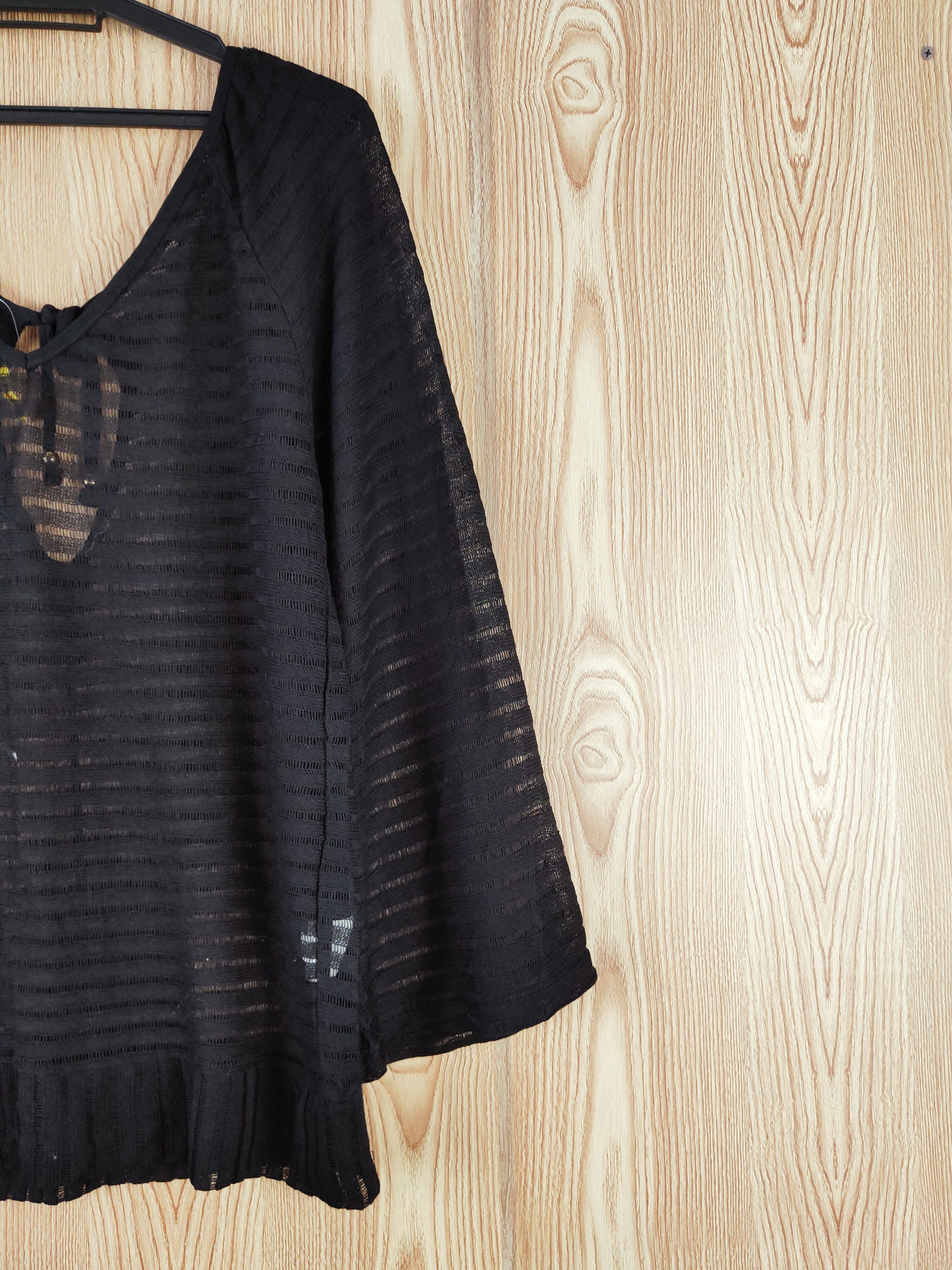 Homespun Knitwear Jinnee Black Crochet Mesh Net Knitwear Blouses #W729 Size M / US 6-8 / IT 42-44 - 5 Thumbnail