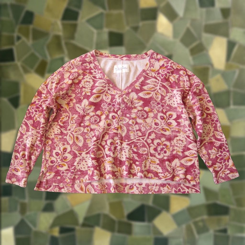 Vintage Pilcro Anthropologie Pink V-Neck Long Sleeve Oversized Top M Blouse Women Size M / US 6-8 / IT 42-44 - 1 Thumbnail