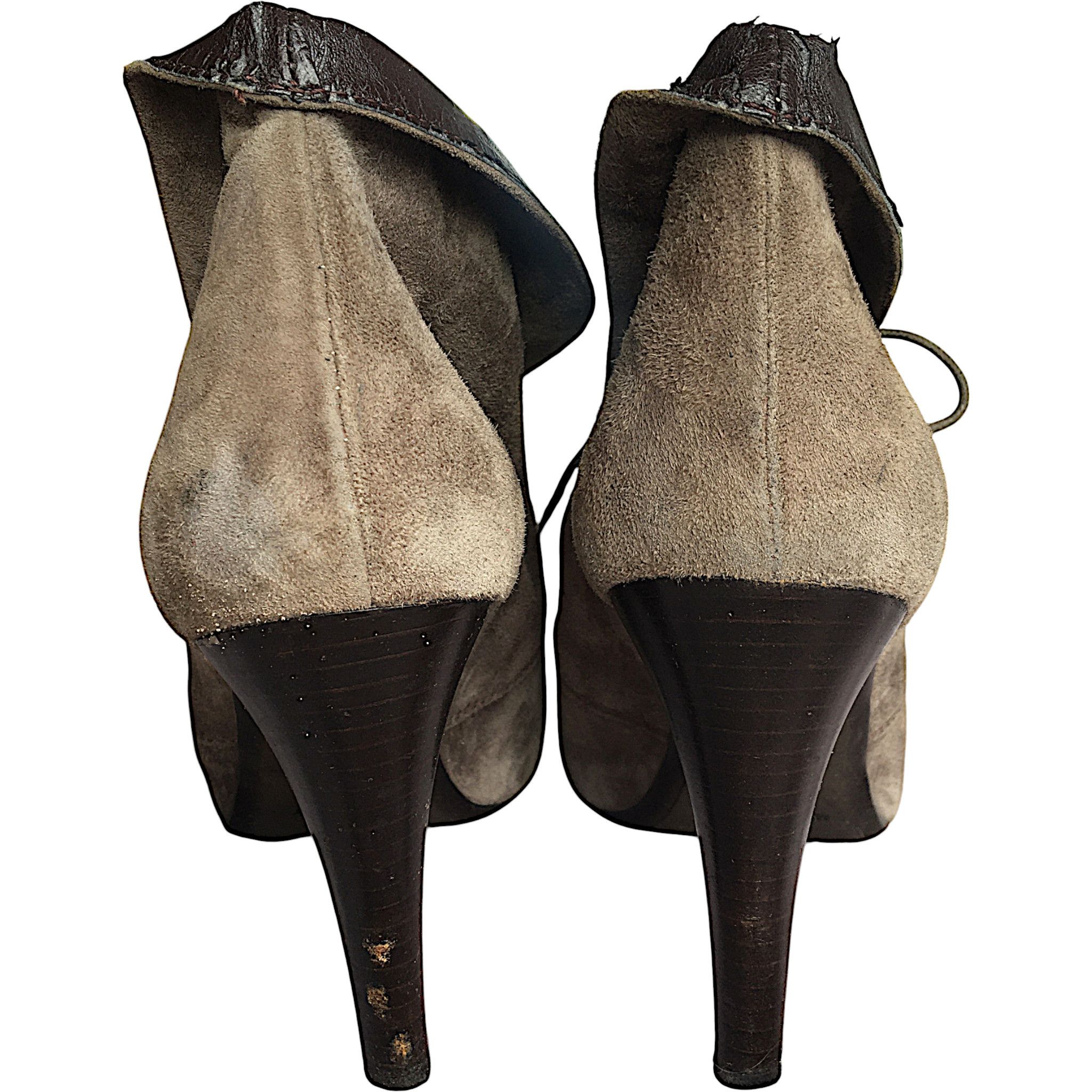 Vintage Tasca Suede Ankle Boots - Beige & Brown Leather Size US 10 / IT 40 - 4 Thumbnail