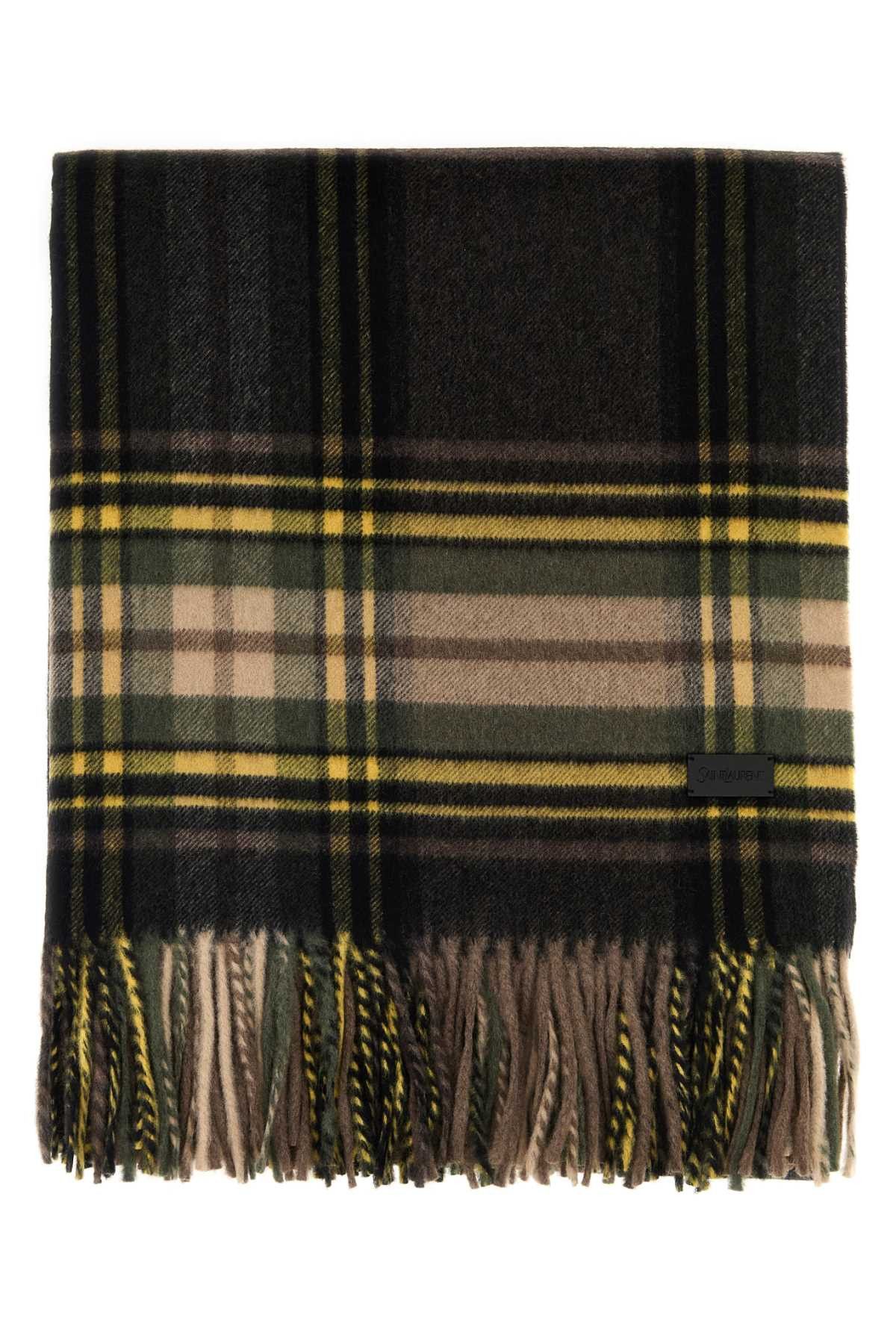 Saint Laurent Paris Embroidered Cashmere Blend Scarf Size ONE SIZE - 1 Thumbnail