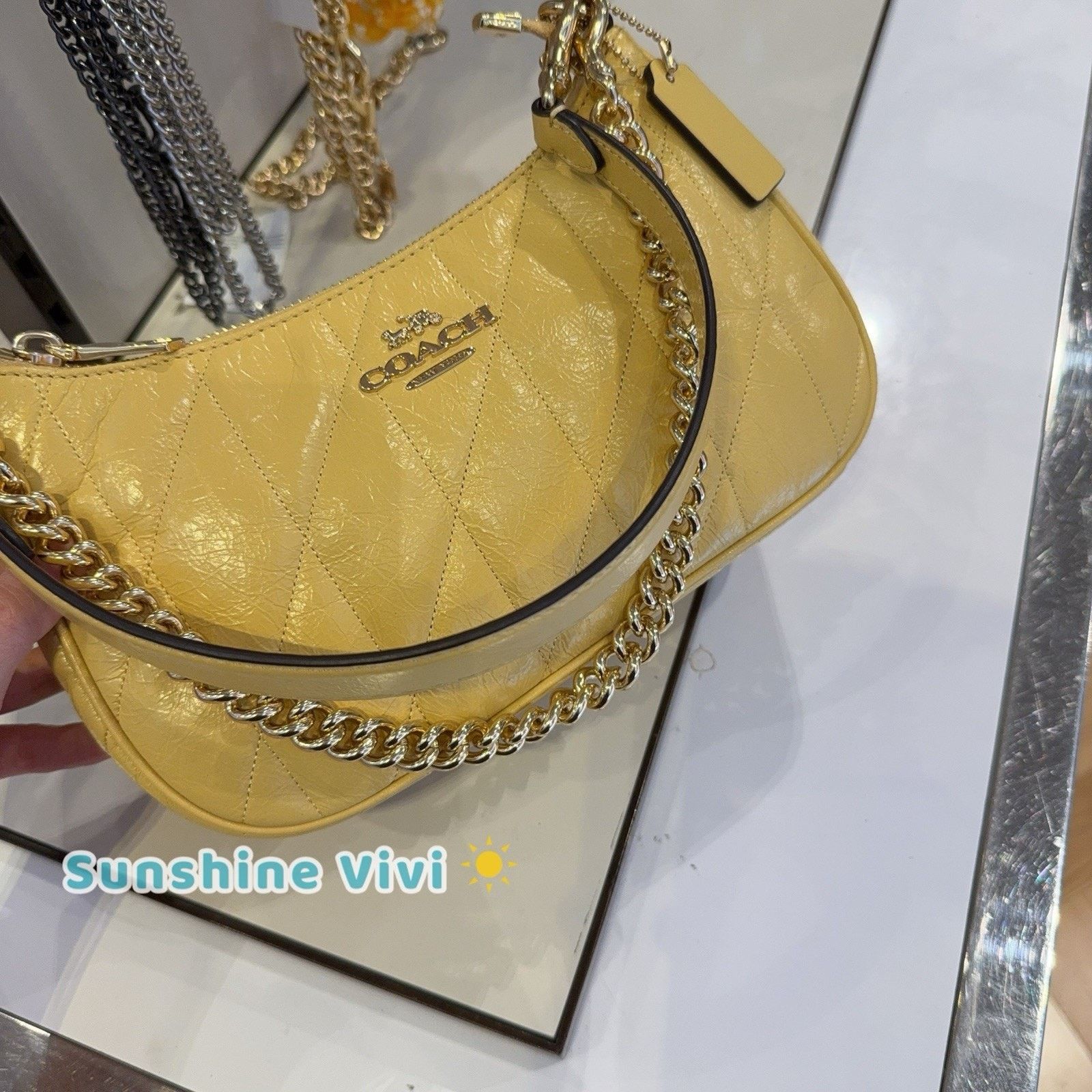 Coach NWT Coach CDY83 Teri Shoulder Bag leather Gold/Soft Yellow Size ONE SIZE - 1 Thumbnail