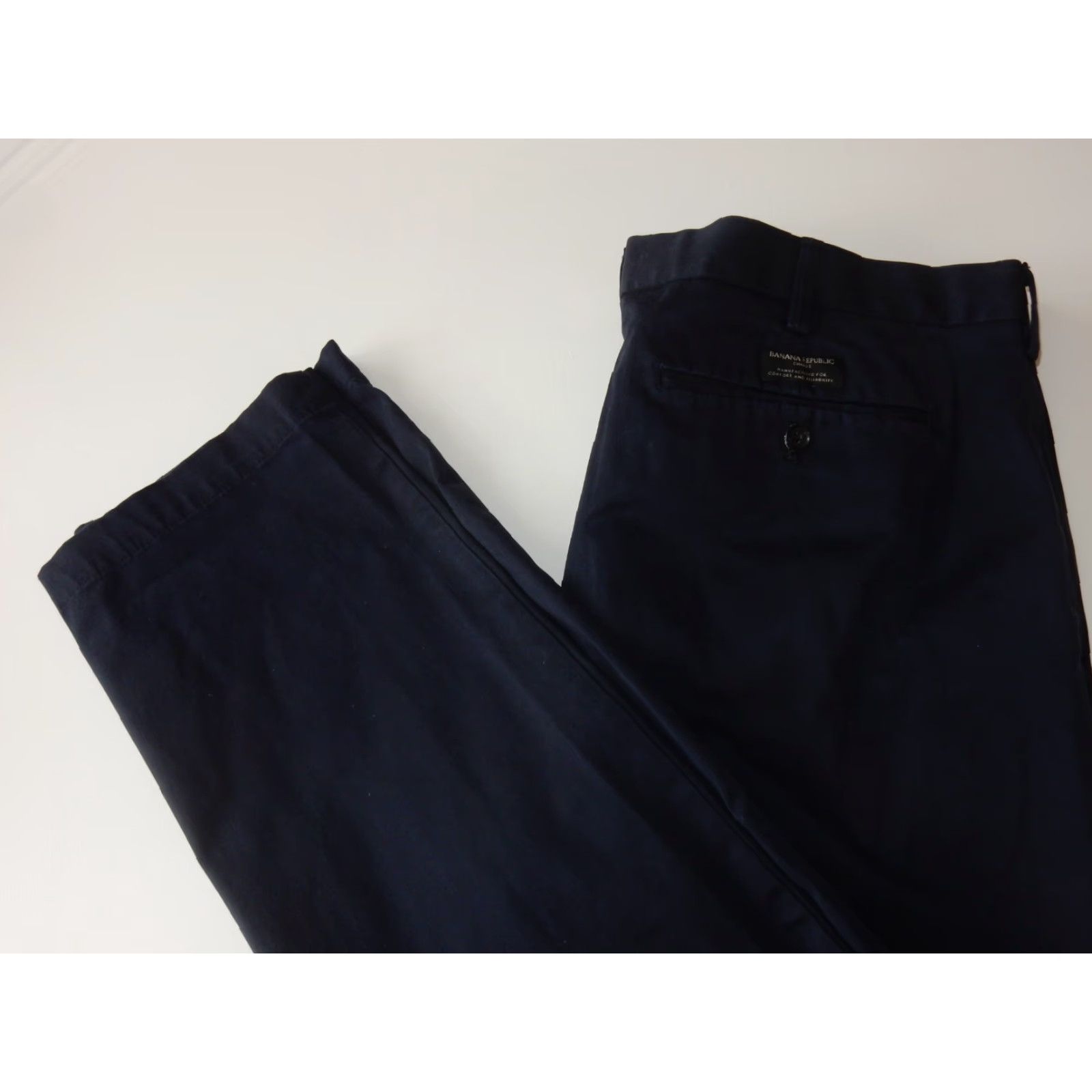 Banana Republic Banana Republic Pants Khaki Flat Front Cotton Emerson Straight Fit Men 38x34 Blue 1990s? Size US 38 / EU 54 - 2 Thumbnail