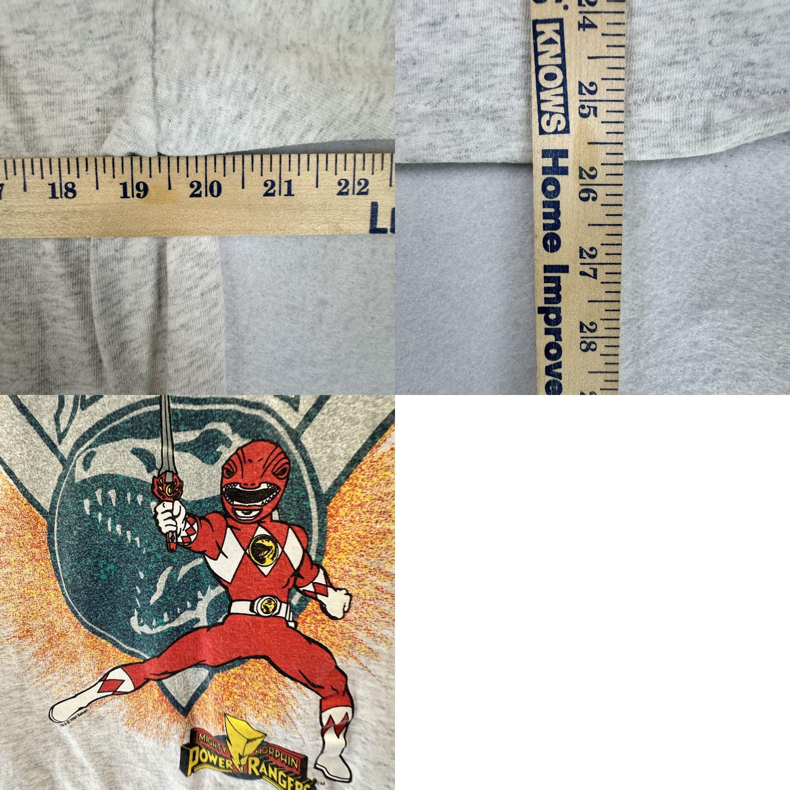 Vintage Mighty Morphin Power Rangers Shirt Mens Medium Gray Red Ranger Graphic Tee Size US M / EU 48-50 / 2 - 8 Thumbnail