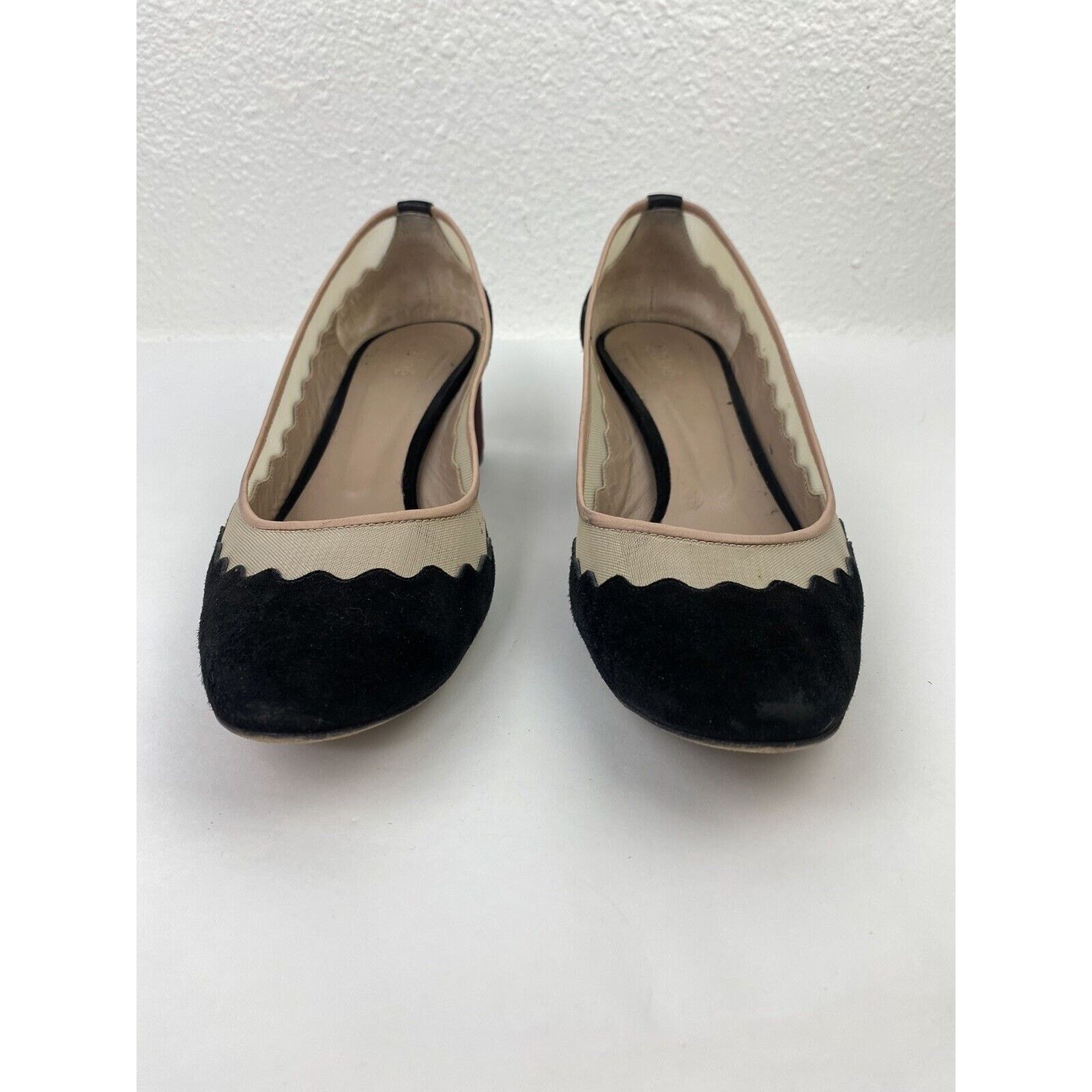 Chloe Chloe Suede Leather Mesh Black Burgundy Heel Pumps Size 38.5 Size US 8 / IT 38 - 3 Thumbnail