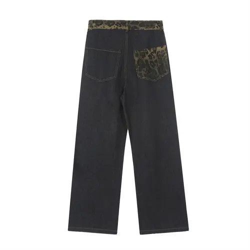 Japanese Brand × Jean Men's straight-leg leopard print jeans with side stripes Size US 32 / EU 48 - 2 Thumbnail