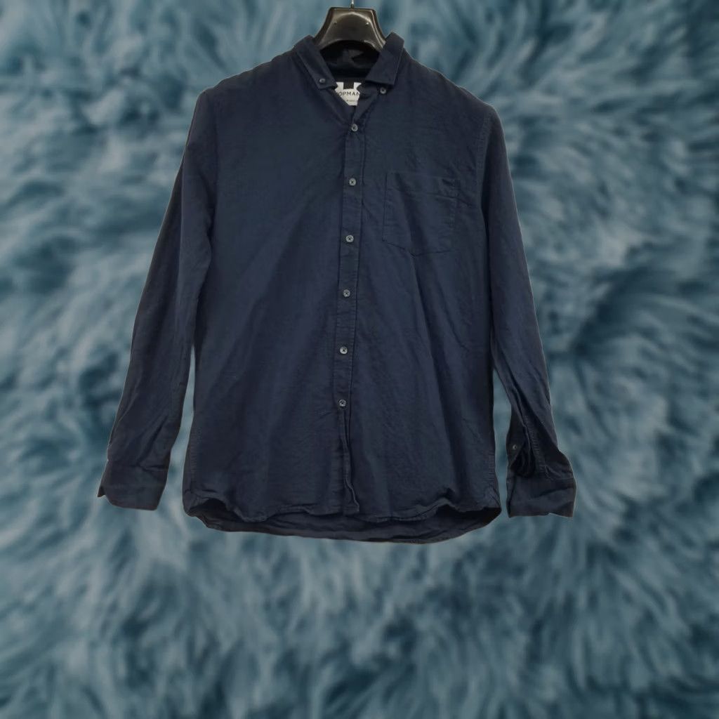 Topman TOPMAN Navy Blue Mens Medium Long Sleeve Button Shirt Size US M / EU 48-50 / 2 - 1 Thumbnail