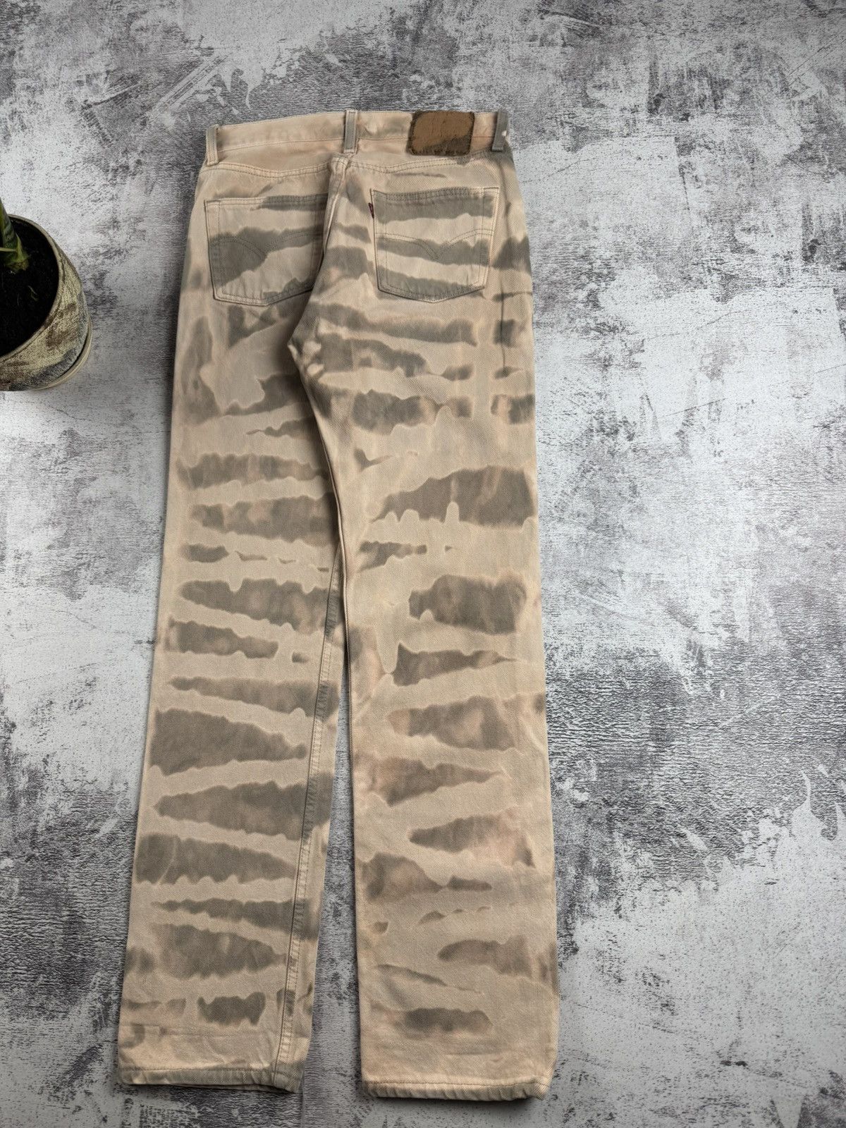 Levi's LEVI’S VINTAGE W30 L32 CUSTOM 1 OF 1 TIE DYE STRIPED DENIM STRAIGHT JEANS TROUSERS Size 30" / US 8 / IT 44 - 4 Thumbnail