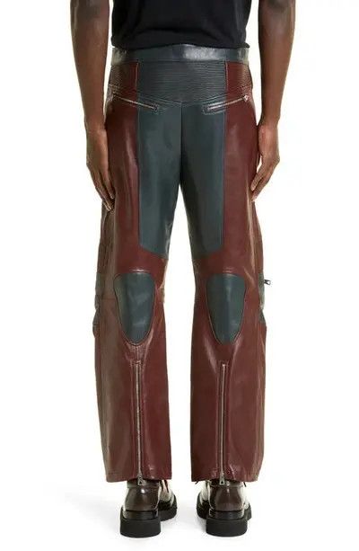 Bottega Veneta o1s1rm1125 Leather Biker Pants in Merlot / Graphite Size US 30 / EU 46 - 3 Thumbnail