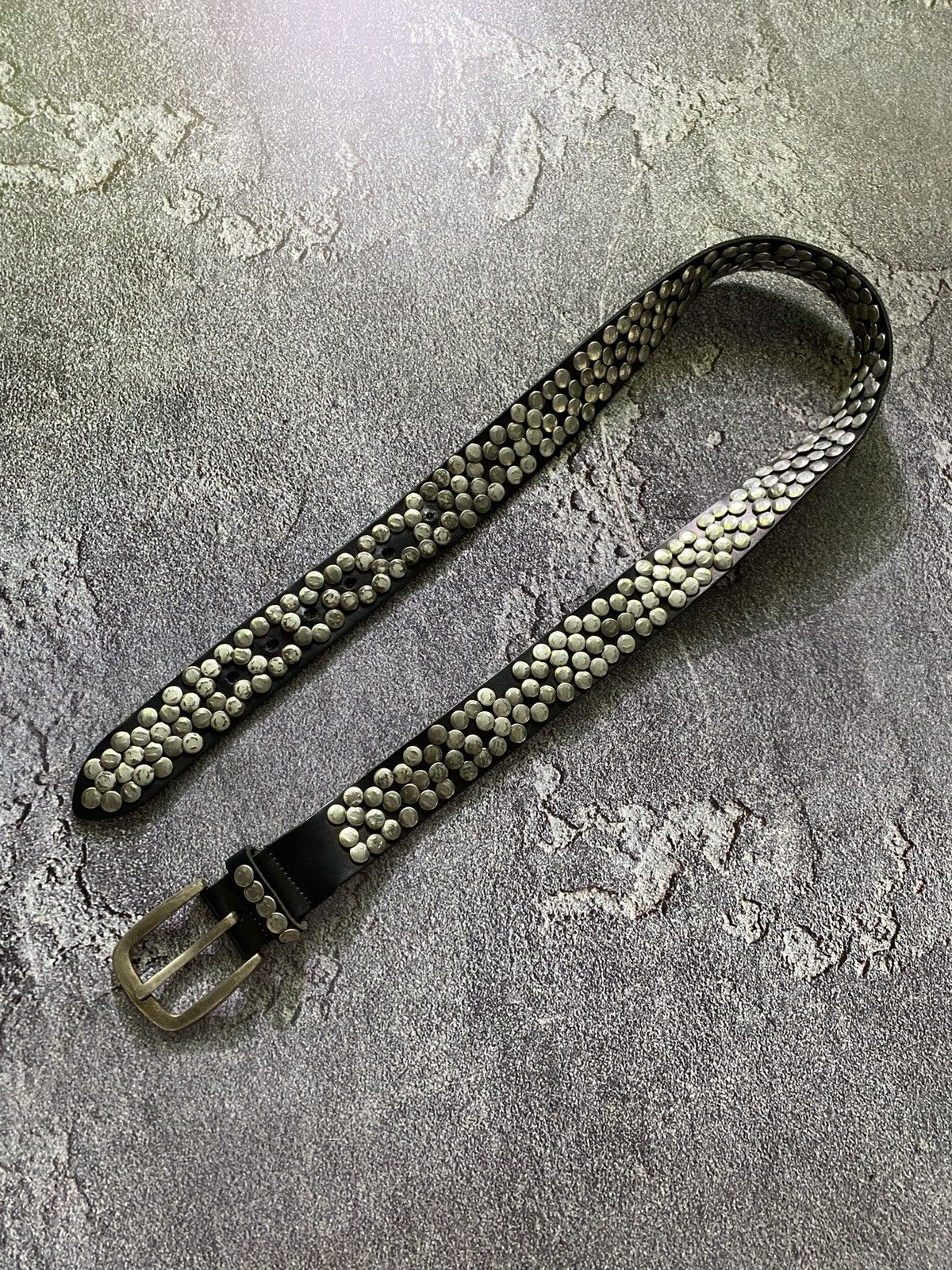 Leather Vintage avant garde studded leather belt y2k Size 34 - 2 Thumbnail