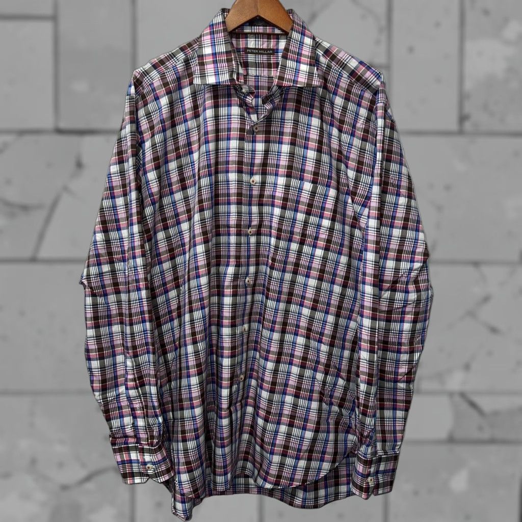 Peter Millar Peter Millar Plaid Button Up Shirt Mens XL Pink Size US XL / EU 56 / 4 - 1 Thumbnail