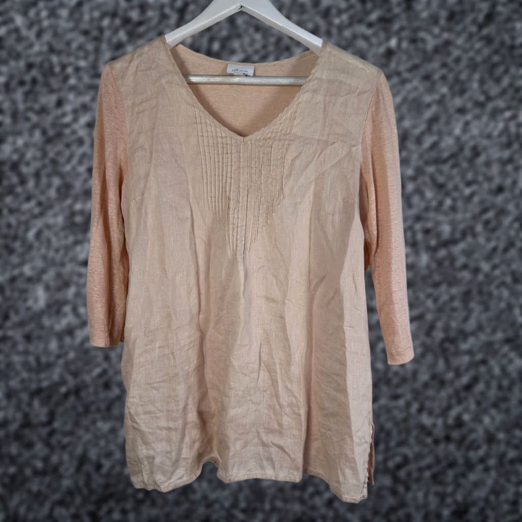 J. Jill J.Jill Love Linen Tunic Top 3/4 Sleeve V-Neck Peach Medium Casual Womens Pullover Blouse Size M / US 6-8 / IT 42-44 - 1 Thumbnail