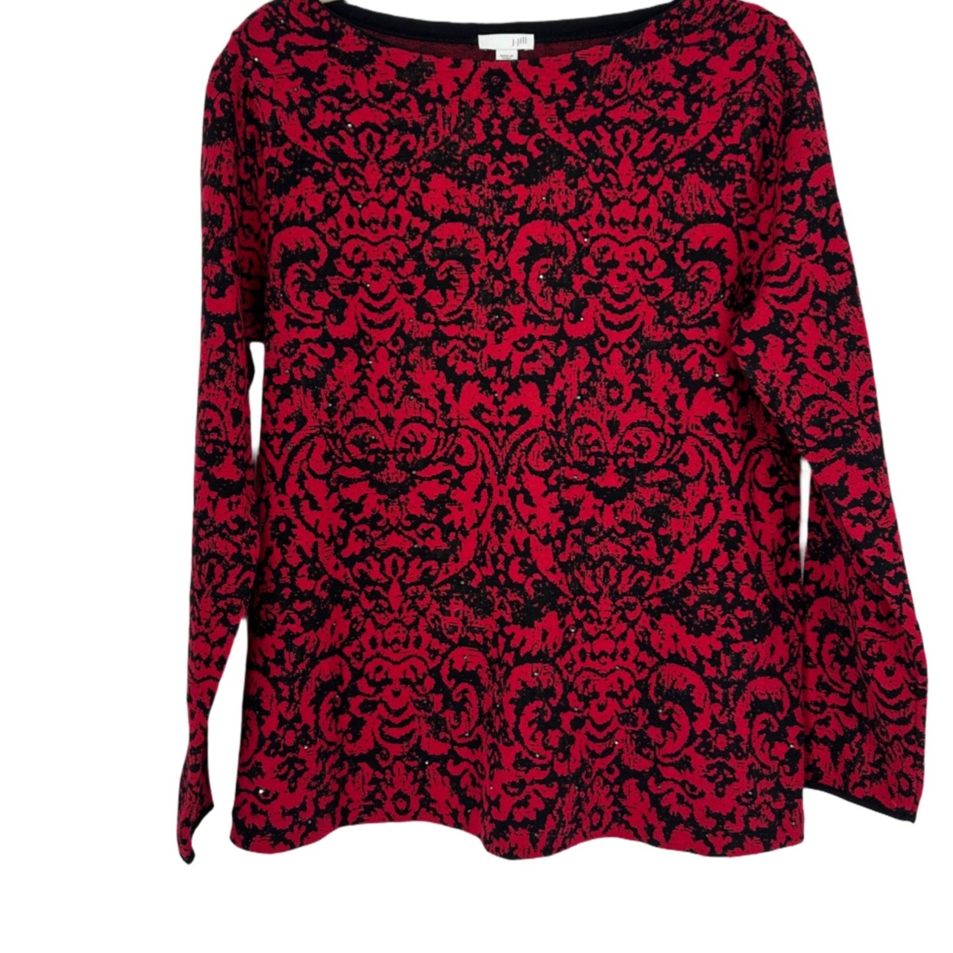 J. Jill J. Jill Ornamental Damask Knit Pullover - Women's MP Size M / US 6-8 / IT 42-44 - 4 Thumbnail