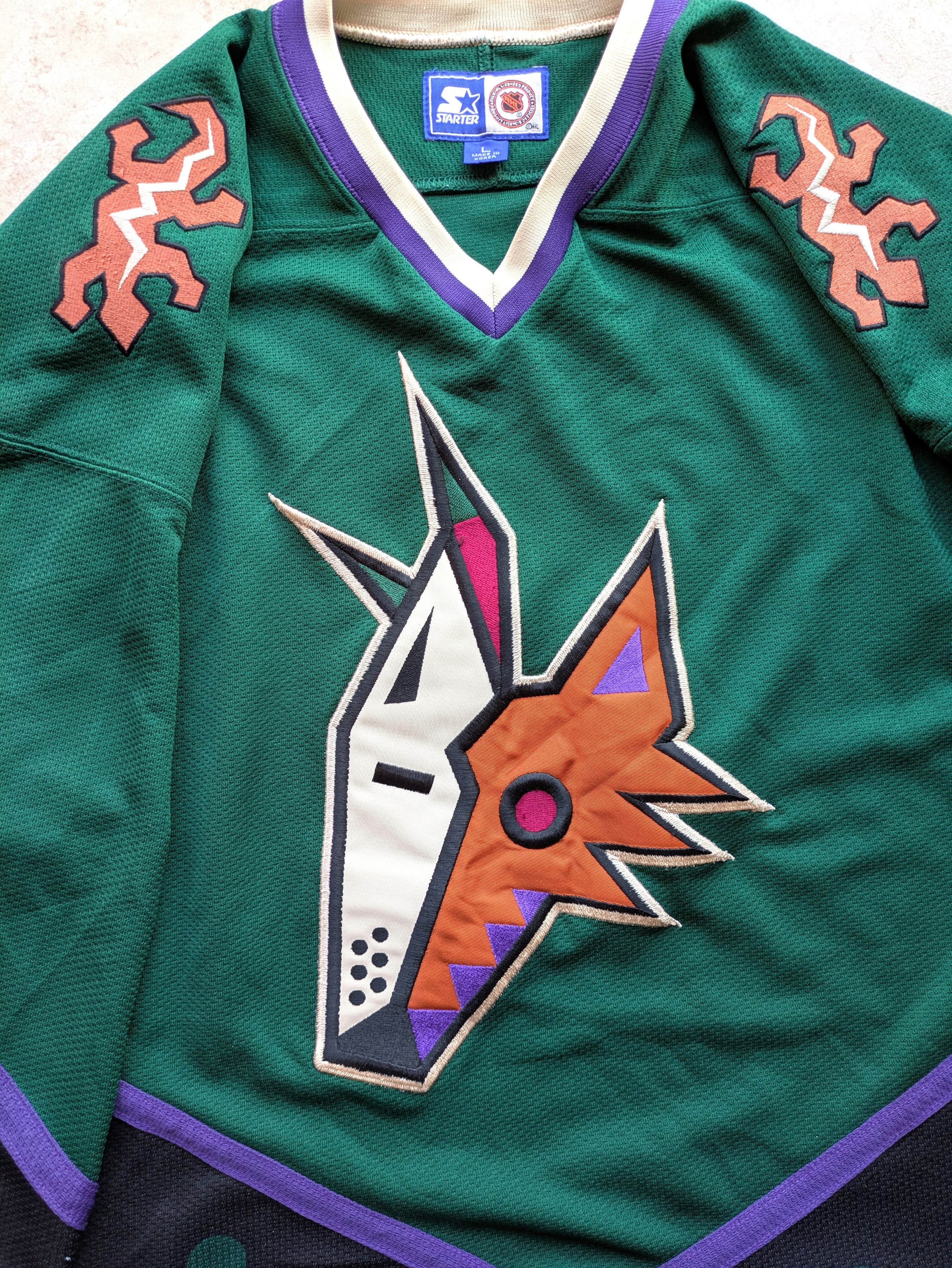 Starter Phoenix Coyotes 90s jersey PEYOTE Desert Alt NHL hockey vtg Size US L / EU 52-54 / 3 - 2 Thumbnail