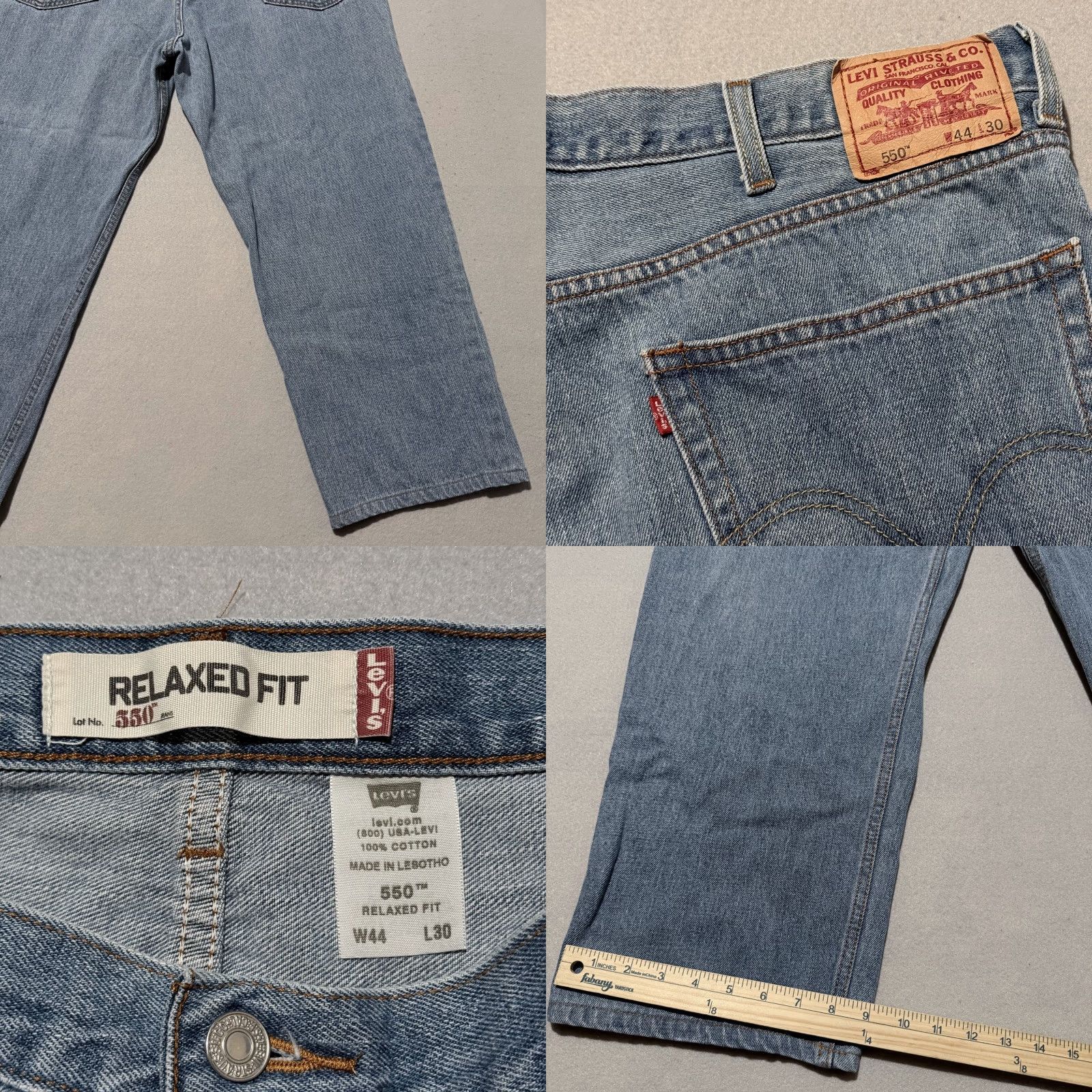 Levi's Levi’s 550 Jeans Men Blue Denim Straight Relaxed Fit Classic Zip Fly - 44x30 Size US 44 / EU 60 - 8 Thumbnail