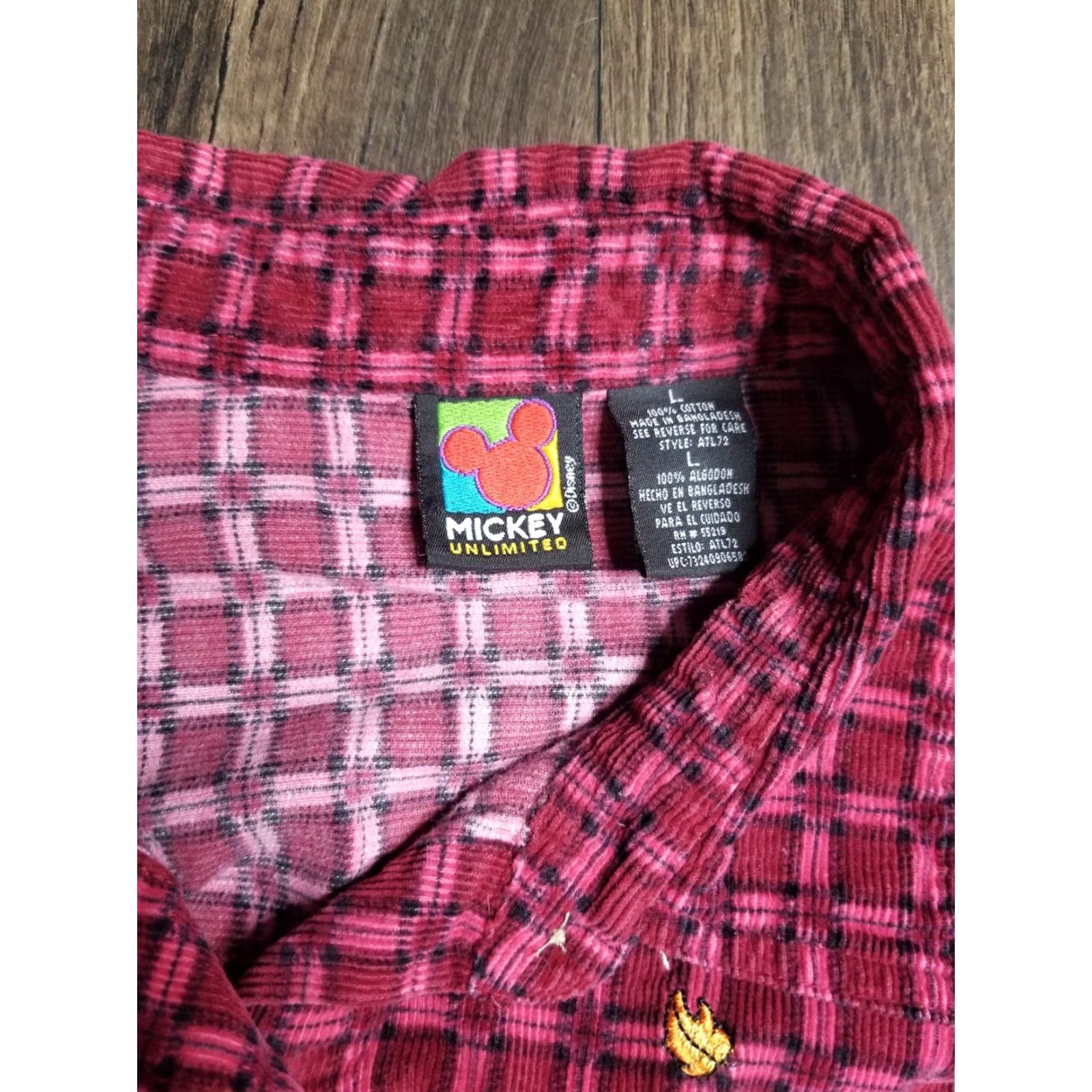 Mickey Unlimited VINTAGE Mickey Unlimited Disney Corduroy Autumn Leaves Embroidered Shirt L Red Plaid Button-Up Womens Size L / US 10 / IT 46 - 4 Thumbnail