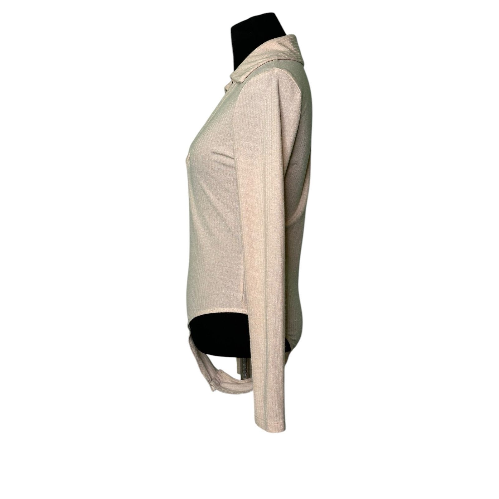 Shein Shein beige long sleeves knit bodysuit size Small Size S / US 4 / IT 40 - 8 Thumbnail