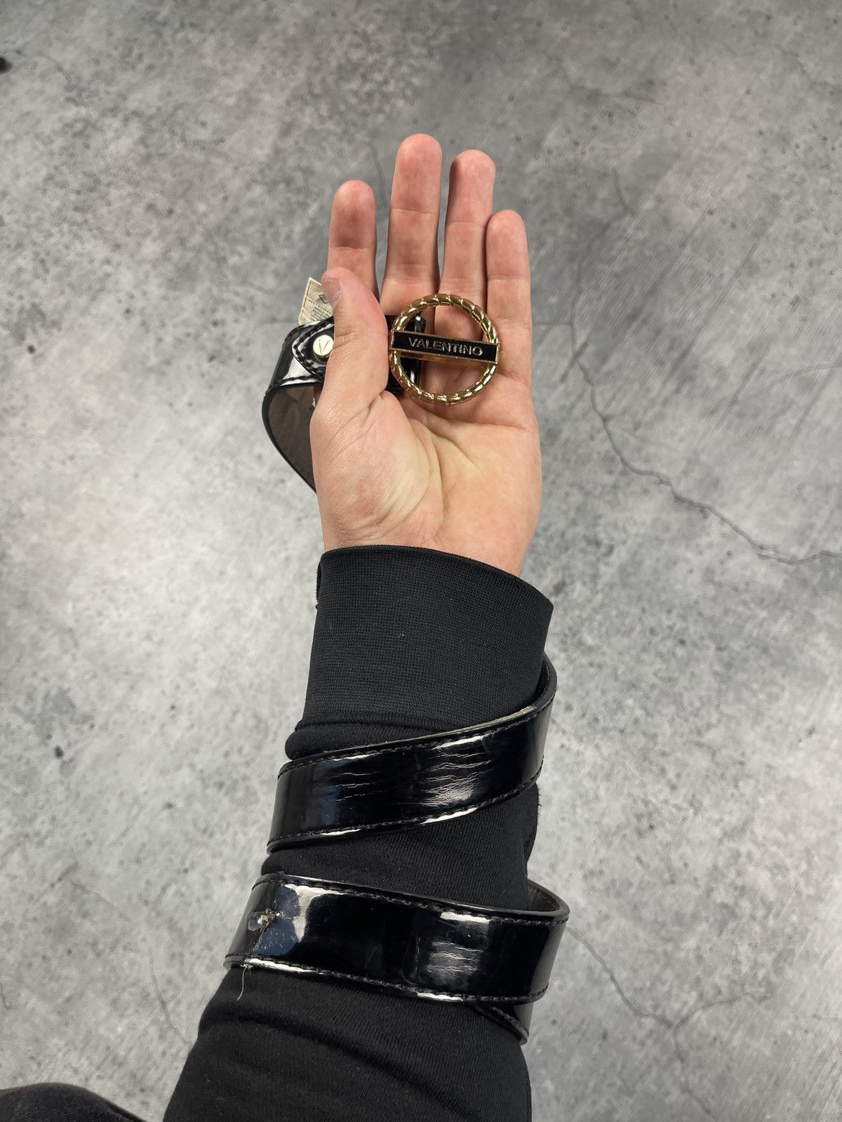 Valentino × Vintage Vintage Valentino Gold Buckle Leather Belt Size ONE SIZE - 1 Thumbnail