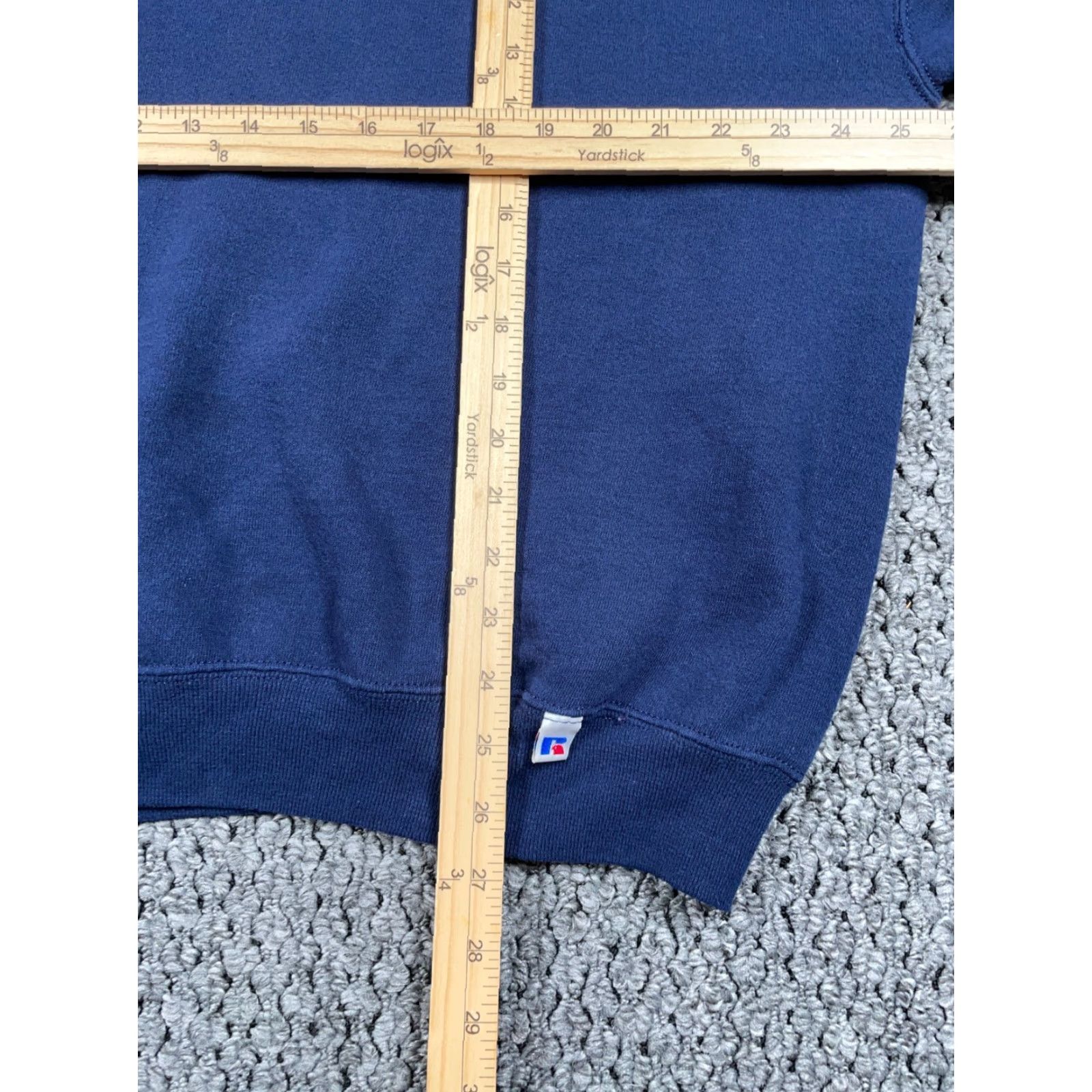 Russell Athletic VINTAGE Russell Athletic Crewneck Sweatshirt Adult XL Dark Blue Solid 50/50 Mens Sweatshirt Retro 90s Oversized Pullover Blank Cotton Poly Blend Size US XL / EU 56 / 4 - 7 Thumbnail