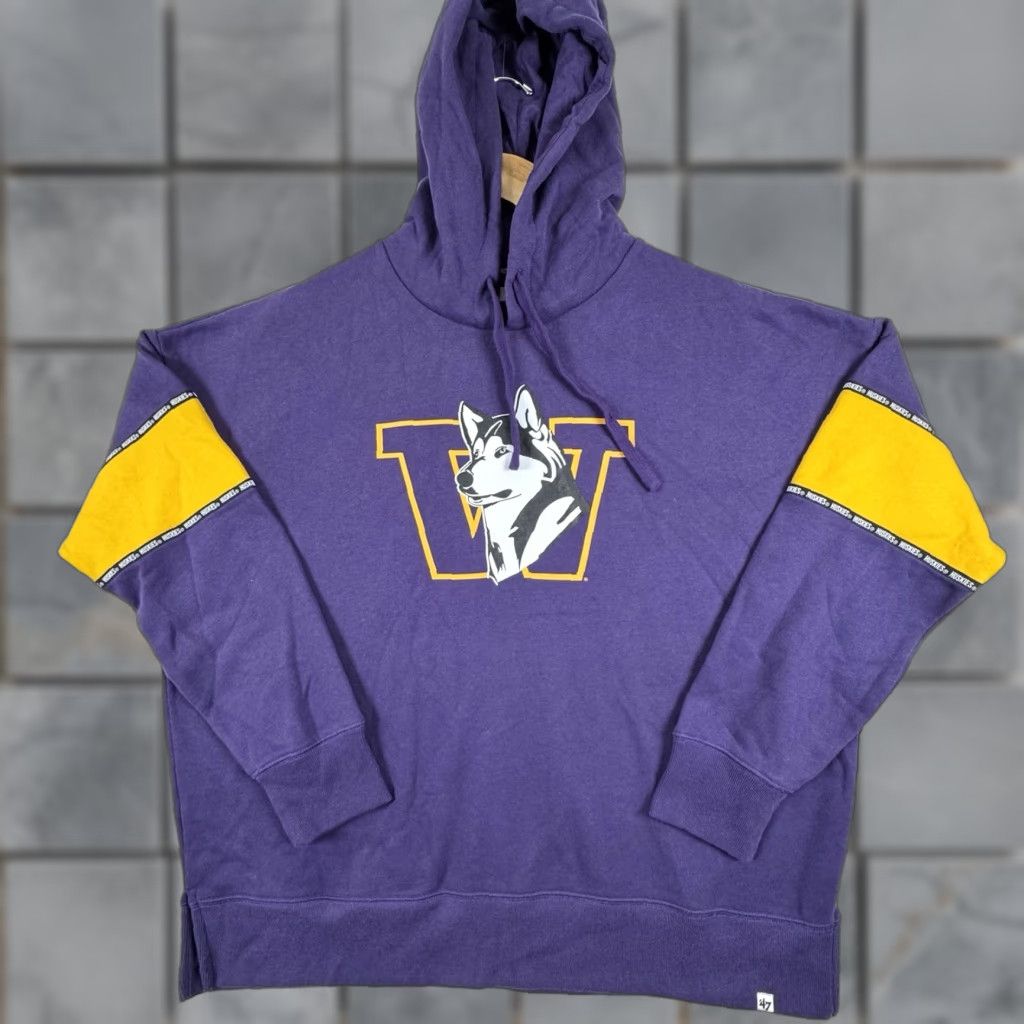 Logo 7 Washington Huskies Football Hooded Sweatshirt Mens L Purple W Logo Zip Mock Neck Size US L / EU 52-54 / 3 - 1 Thumbnail
