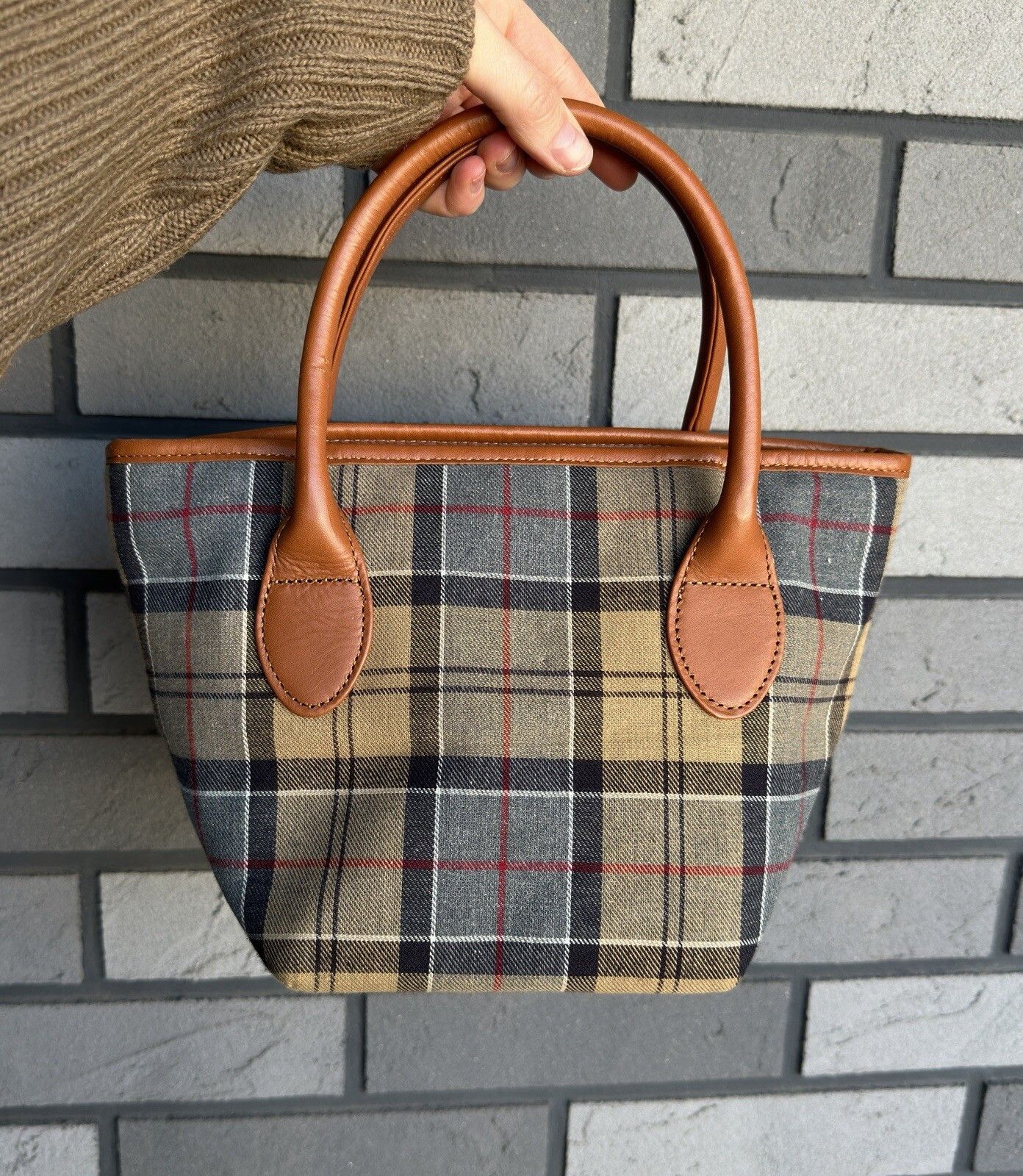 Barbour Barbour Tartan Plaid Hand Small Tote Bag Cotton Size ONE SIZE - 11 Thumbnail