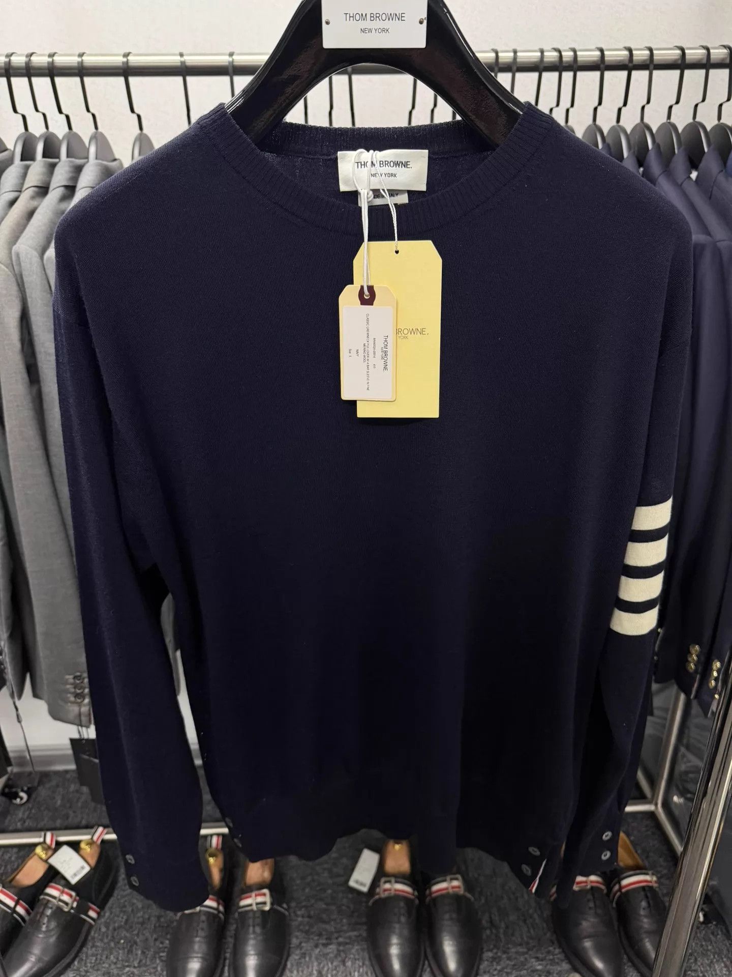 Thom Browne Thom Browne 4-Bar Wool Crewneck Navy Men's Size5 Size US XXL / EU 58 / 5 - 1 Thumbnail