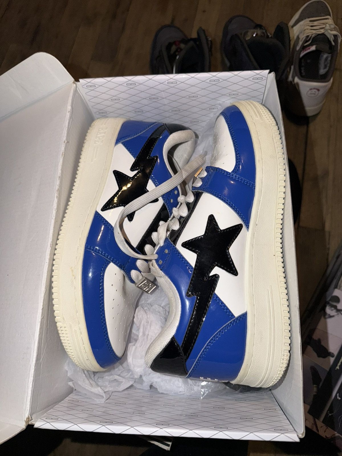 Bape BLUE WHITE AND BLUE BAPESTAS Size US 8 / EU 41 - 4 Thumbnail