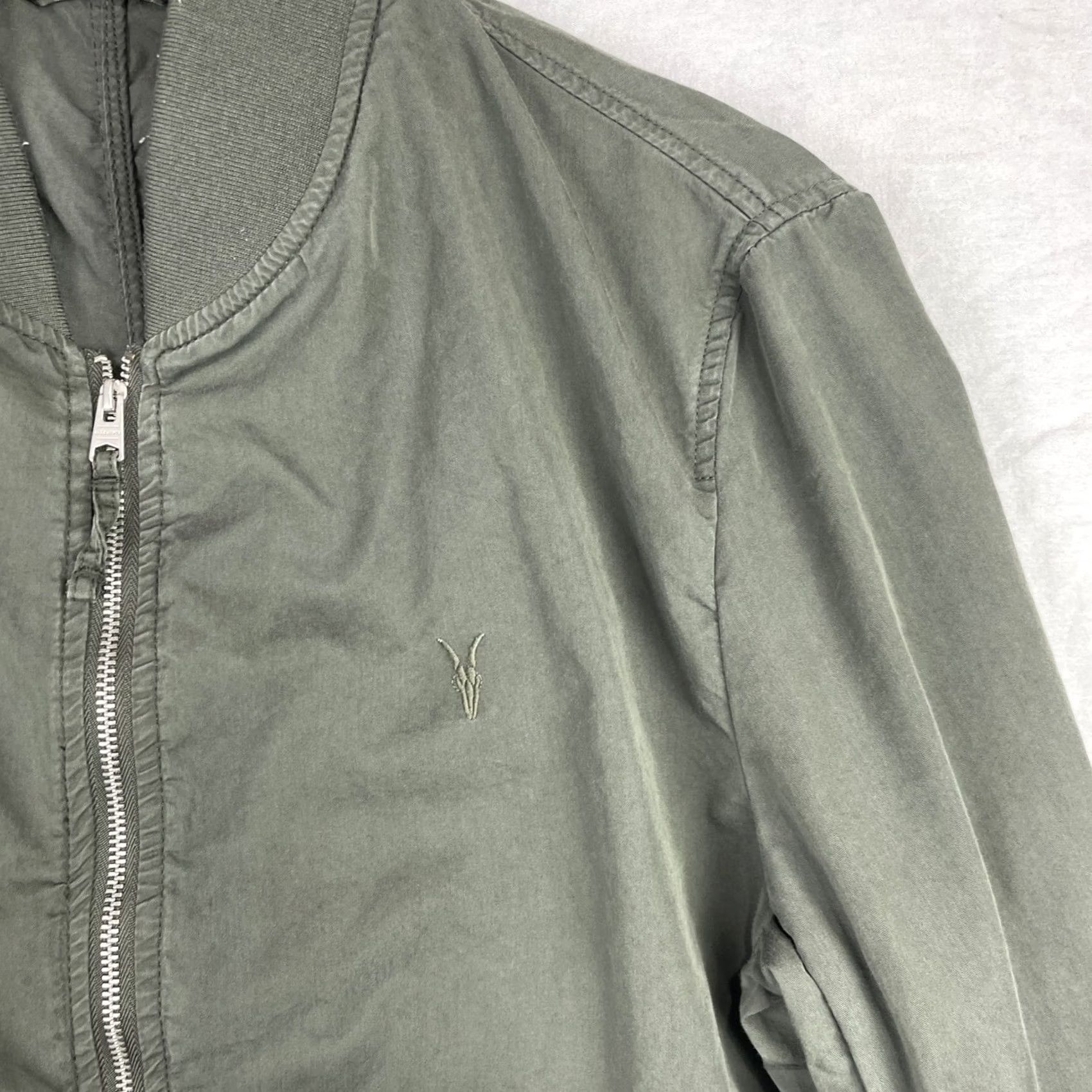 Allsaints AllSaints Bassett Bomber Jacket Mens Small Olive Green Ramskull Full Zip Size US S / EU 44-46 / 1 - 4 Thumbnail