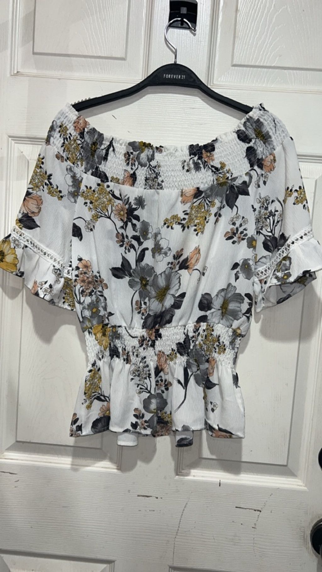 Other Women's Blu Plant White Floral Off-Shoulder Blouse M Size M / US 6-8 / IT 42-44 - 2 Thumbnail