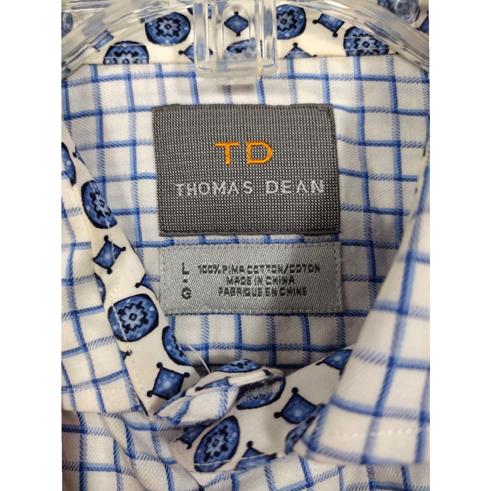 Vintage Thomas Dean Long Sleeve Button Up Shirt Mens Large Blue White Check Contrast Cuffs Cotton Size US L / EU 52-54 / 3 - 5 Thumbnail