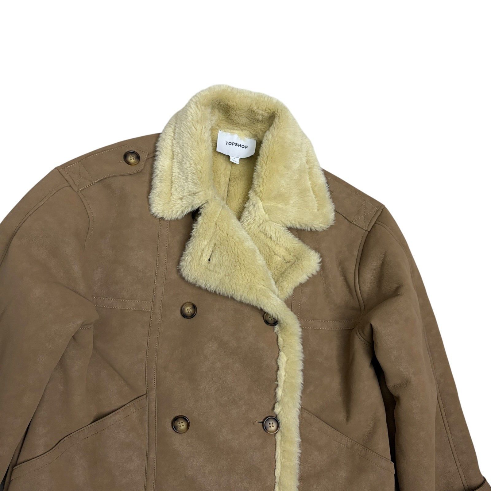 Topshop Topshop Faux Leather Shearling Long Coat Fleece Trench Small Size US S / EU 44-46 / 1 - 2 Thumbnail