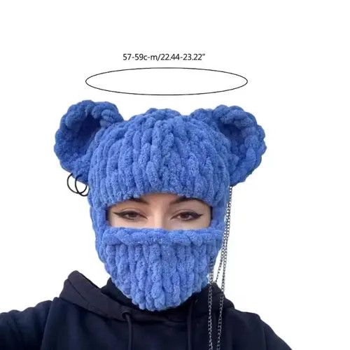 Other Handmade Knitted Balaclava Ski Mask Teddy Bear Style Size ONE SIZE - 4 Thumbnail