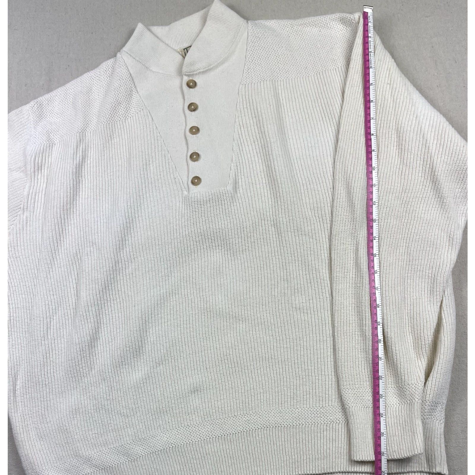 Vintage VINTAGE LL BEAN Sweater Mens XL Knit Fisherman Mock Neck White Heavyweight Pullover USA 80s 90s Classic B23 Mens Size US XL / EU 56 / 4 - 6 Thumbnail