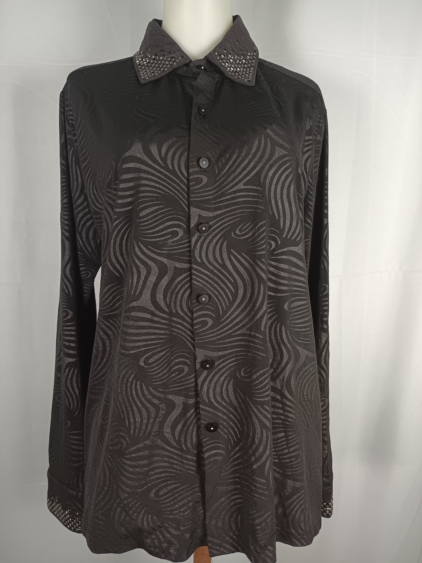 Japanese Brand Women Printed Black Button Long Sleeve Blouse Size L / US 10 / IT 46 - 10 Thumbnail