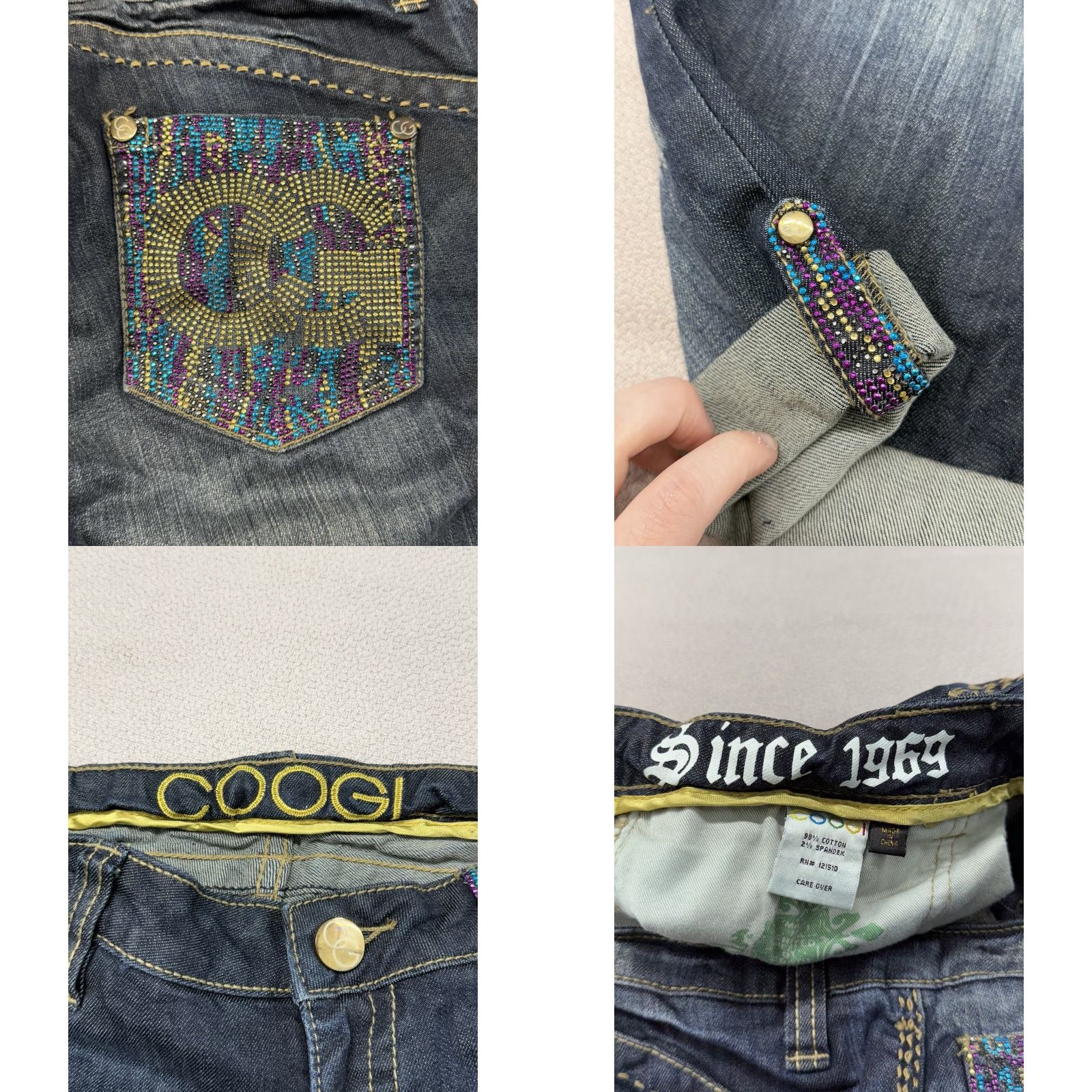 Coogi VINTAGE COOGI Embellished Bling Rhinestone Cuff Denim Shorts Women’s Size 11/12 Size 34" / US 12 / IT 48 - 8 Thumbnail