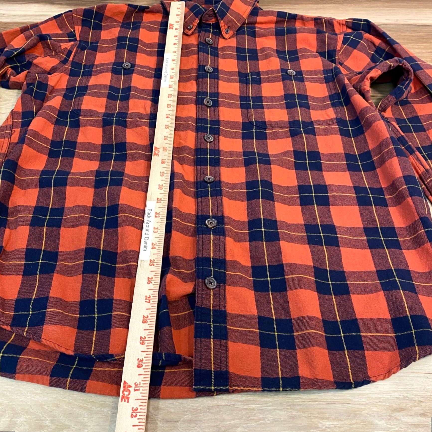 Duluth Trading Company Duluth Flannel Shirt Mens XL Tall Orange Navy Plaid Long Sleeve Button Down Size US XL / EU 56 / 4 - 5 Thumbnail