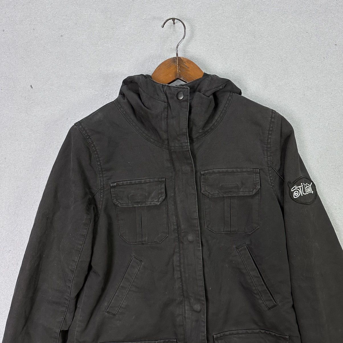 Stussy Vintage Stussy Hooded Jacket Sherpa Lined Black Workwear Size US S / EU 44-46 / 1 - 5 Thumbnail