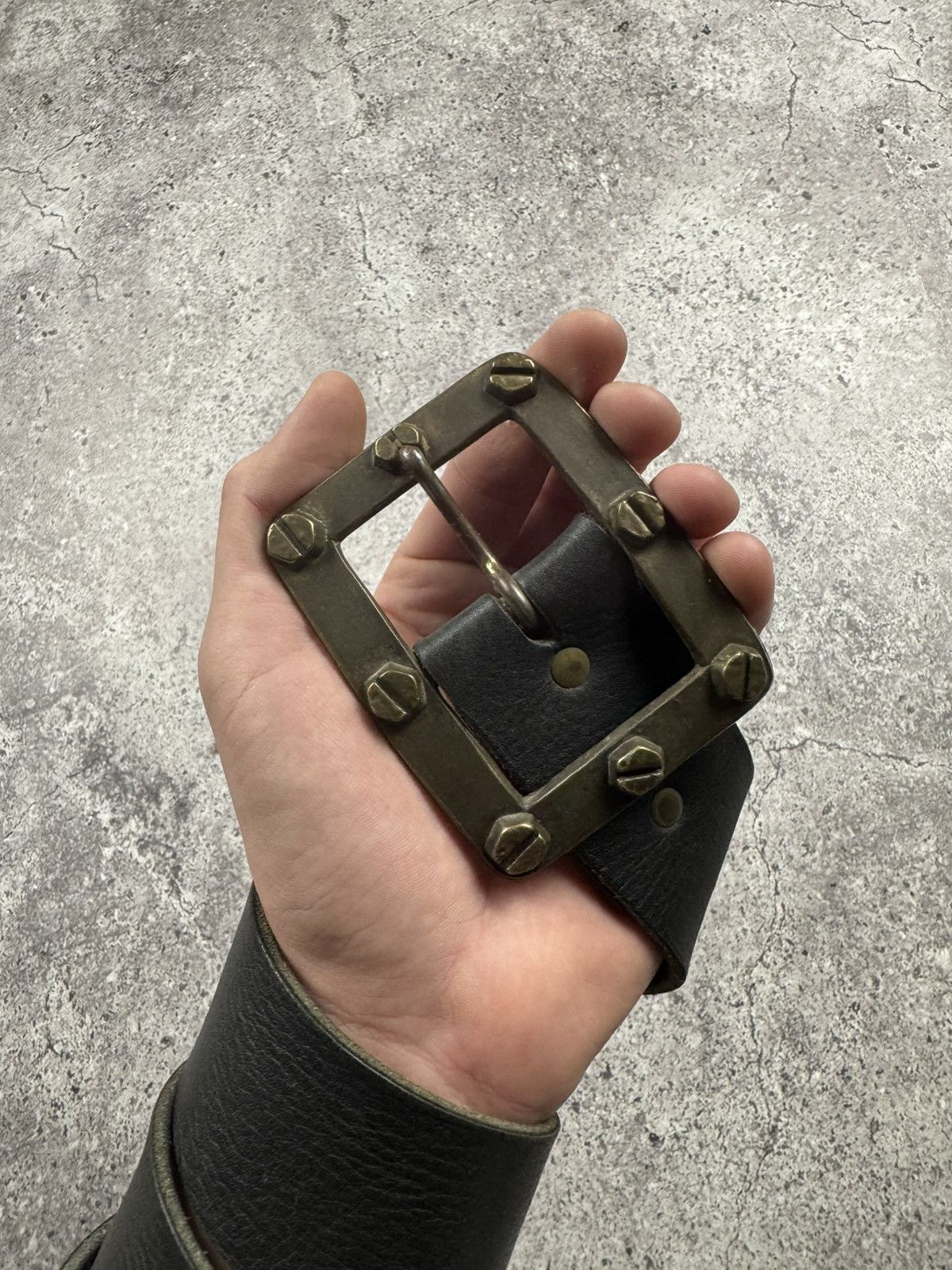 Japanese Brand 00’s NUMBER NINE STYLE BOLTNUT LEATHER RARE Y2K BELT VINTAGE Size ONE SIZE - 3 Thumbnail