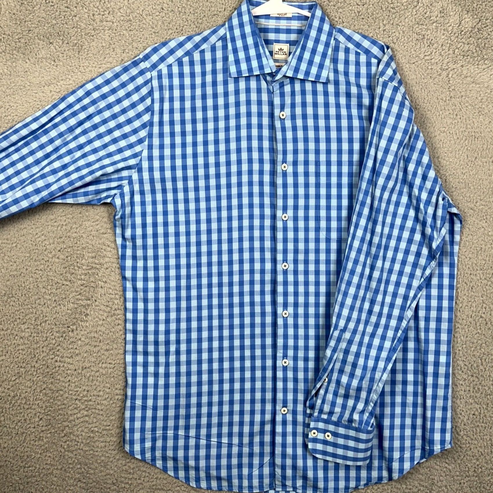 Peter Millar Peter Millar Button-Up Shirt Gingham Blue Seaside Finish Long Sleeve Mens L Large Casual Workwear Preppy Button-Down Collared Size US L / EU 52-54 / 3 - 2 Thumbnail