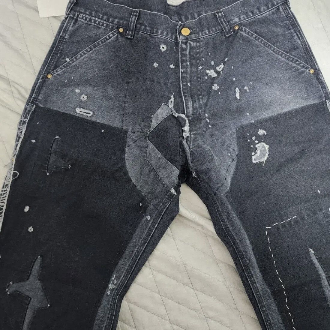Saint Michael Saint Michael Double Knee Flare Denim Jeans Black Size US 32 / EU 48 - 1 Thumbnail
