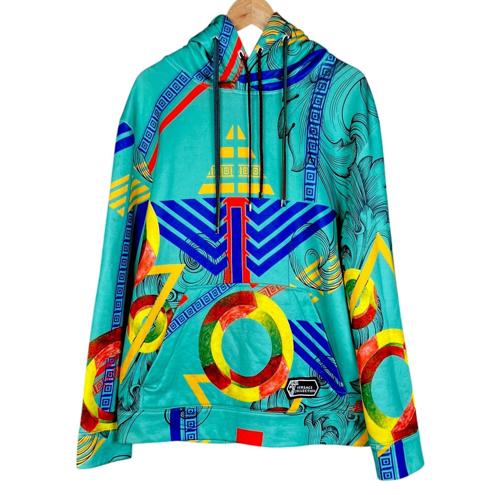 Versace Versace Collection Mens Greca Green Double Drawstring Hoodie Size US XL / EU 56 / 4 - 1 Thumbnail