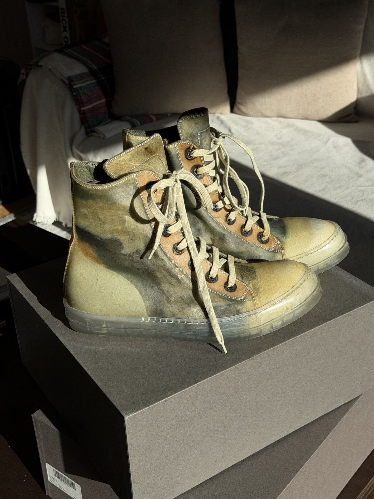 Rick Owens Rick Owens SS19 Babel No Cap High Top Transparent Leather Size US 12 / EU 45 - 7 Thumbnail